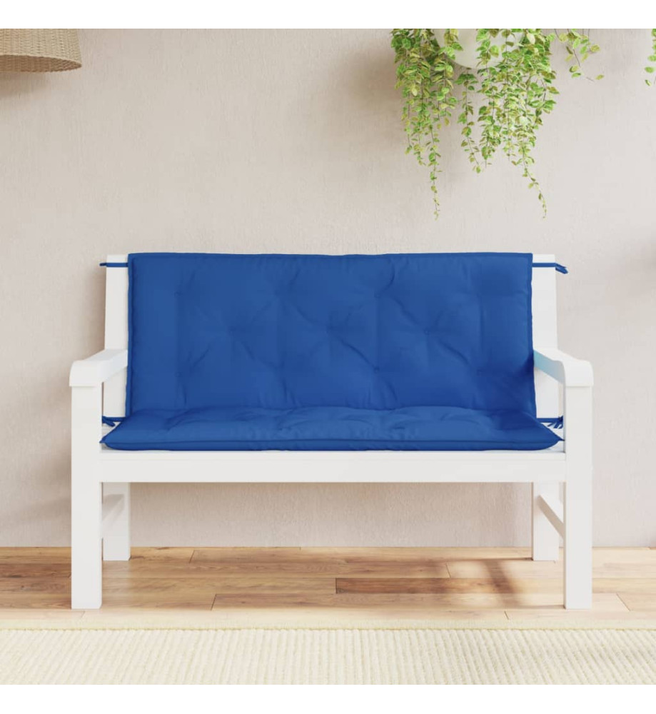 Coussins de banc de jardin 2 pcs bleu 120x50x7 cm tissu Oxford