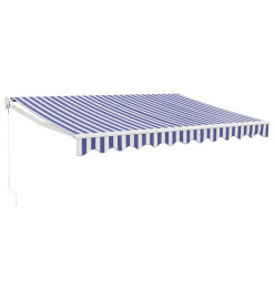 Auvent rétractable bleu et blanc 3x2,5 m tissu et aluminium