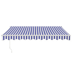 Auvent rétractable bleu et blanc 3x2,5 m tissu et aluminium