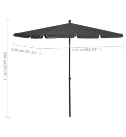 Parasol de jardin avec mât 210x140 cm Anthracite