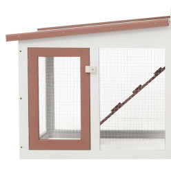 Clapier large d'extérieur Marron et blanc 204x45x85 cm Bois