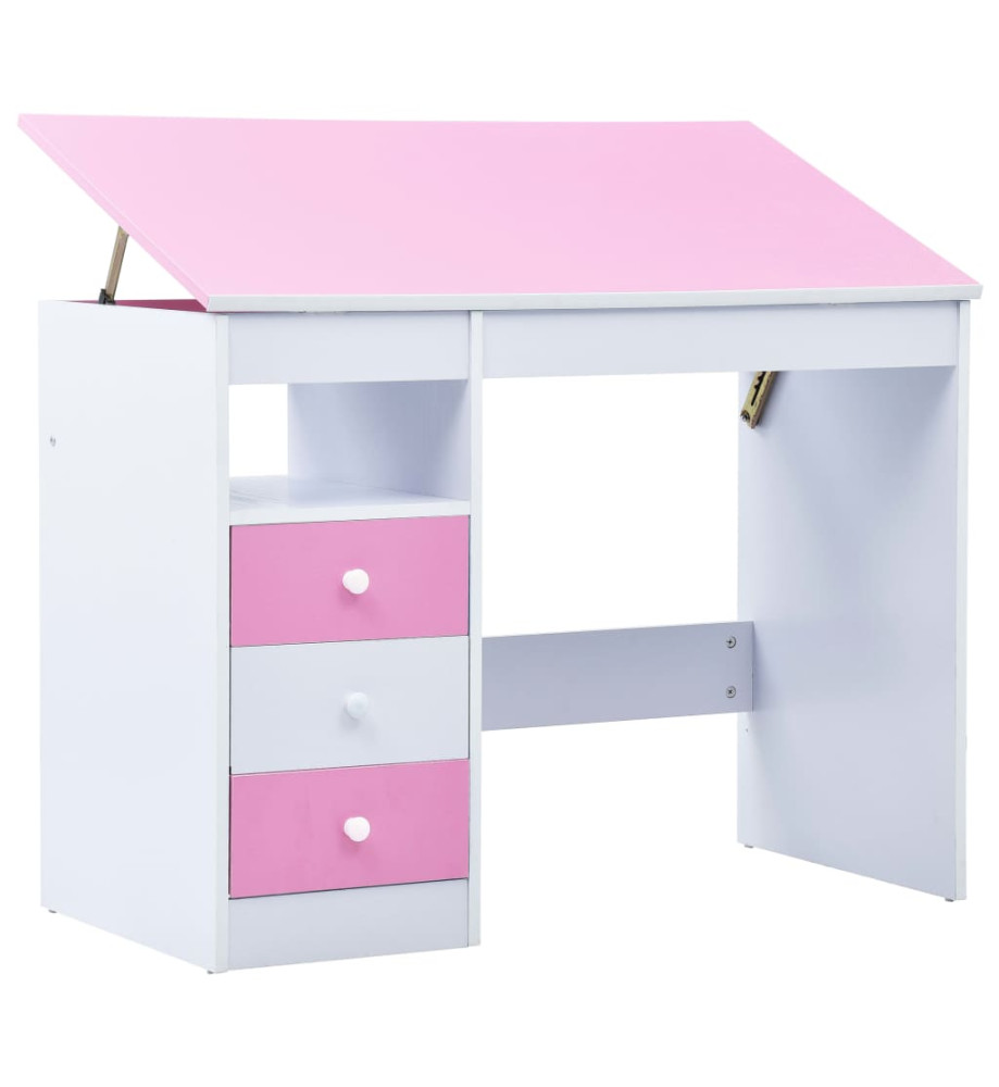 Bureau pour enfants Inclinable Rose et blanc