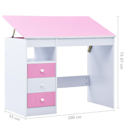 Bureau pour enfants Inclinable Rose et blanc