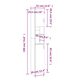 Armoire de salle de bain Blanc 32x25,5x190 cm Aggloméré