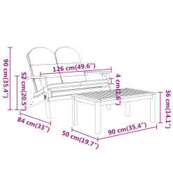 Ensemble de salon de jardin Adirondack 4 pcs bois acacia solide