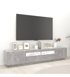 Meuble TV avec lumières LED Gris béton 200x35x40 cm