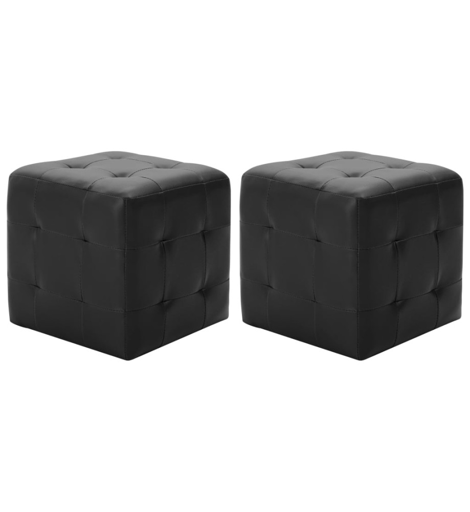 Poufs 2 pcs Noir 30 x 30 x 30 cm Similicuir