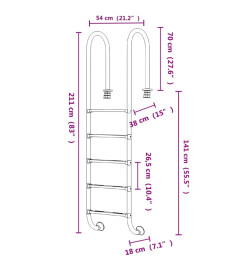 Échelle de piscine 54x38x211 cm acier inoxydable 304