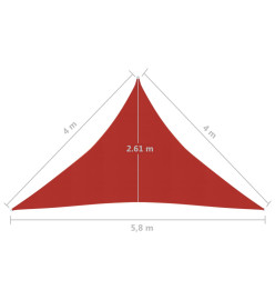 Voile d'ombrage 160 g/m² Rouge 4x4x5,8 m PEHD