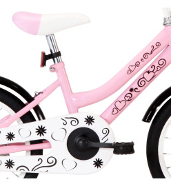 Vélo enfant avec porte-bagages avant 16 pouces Blanc et rose