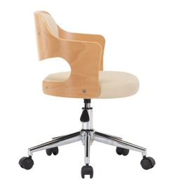 Chaise pivotante de bureau Crème Bois courbé et similicuir