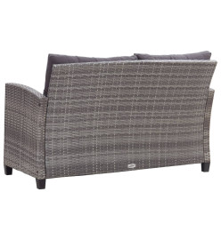 Canapé 2 places de jardin et coussins Gris 124cm Résine tressée