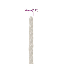 Corde de travail Blanc 6 mm 500 m polypropylène