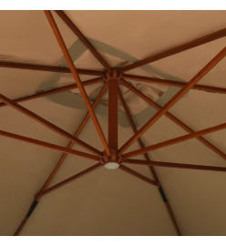 Parasol en porte-à-faux avec mât en bois 400x300 cm Taupe