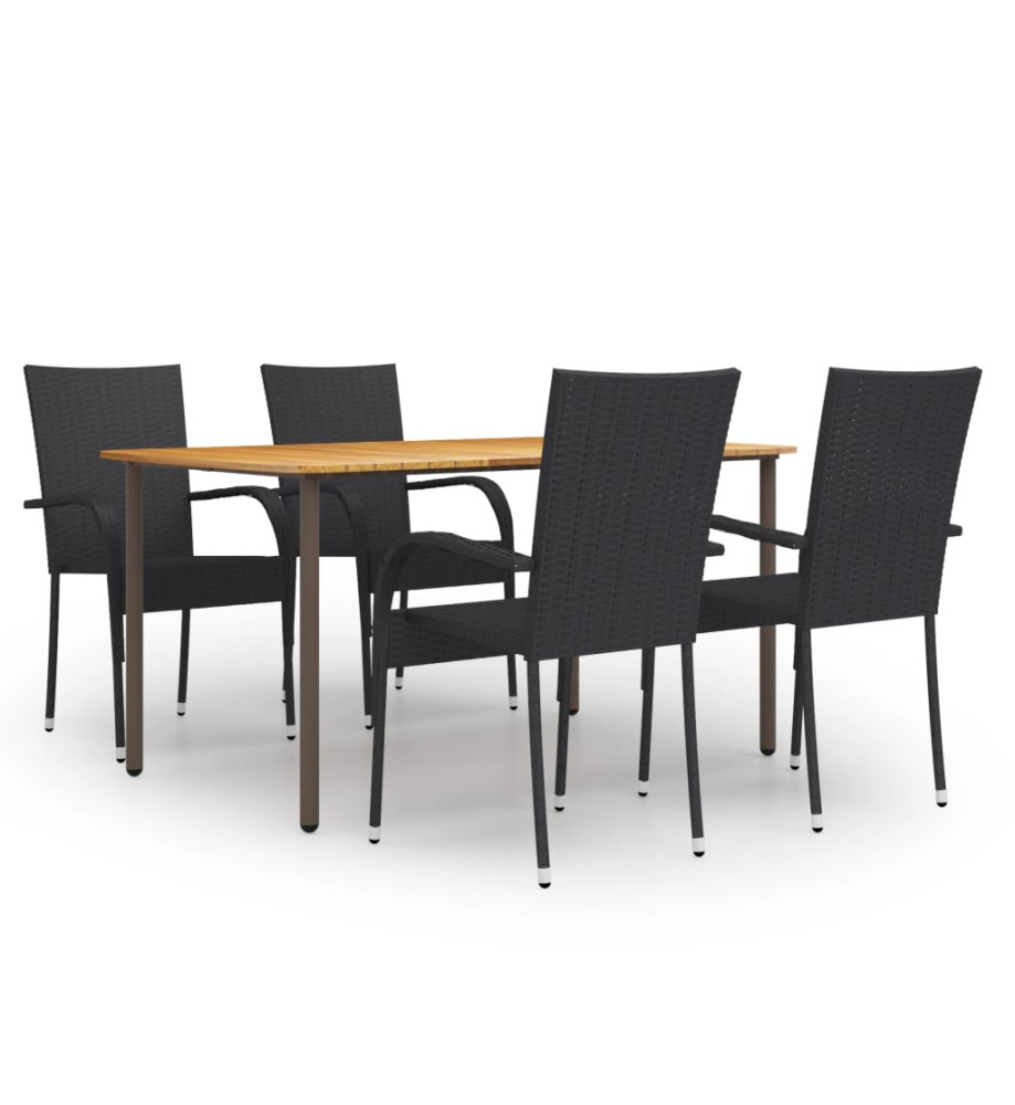 Ensemble de salle à manger de jardin 5 pcs Résine tressée Noir Ensemble de salle à manger de jardin 5 pcs Résine tressée Noir