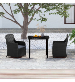 Ensemble de salle à manger de jardin avec coussins 3 pcs Noir