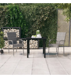 Ensemble de salle à manger de jardin 3 pcs Gris et noir