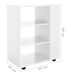 Armoire à roulettes Blanc brillant 60x35x75 cm Aggloméré