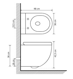 Toilette suspendue au mur sans rebord Céramique Noir