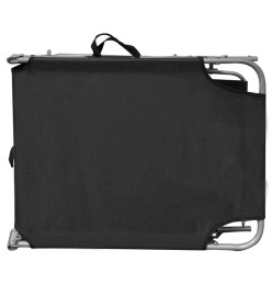Chaise longue pliable avec auvent Noir Aluminium