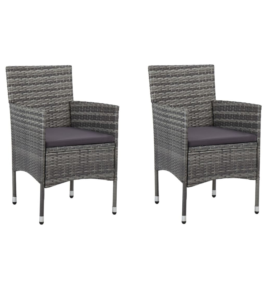 Chaises de salle à manger de jardin 2 pcs Résine tressée Gris Chaises de salle à manger de jardin 2 pcs Résine tressée Gris