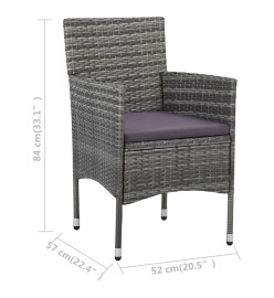 Chaises de salle à manger de jardin 2 pcs Résine tressée Gris