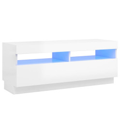 Meuble TV avec lumières LED blanc brillant 100x35x40 cm