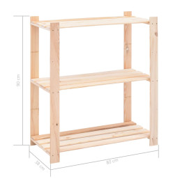 Étagère de stockage 3 niveaux 80x38x90 cm Pin solide 150 kg