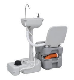 Toilette portable de camping et support à laver les mains Gris