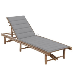 Chaise longue de jardin avec coussin Bambou