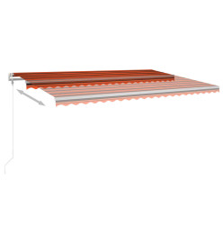 Auvent manuel rétractable avec poteaux 5x3,5 m Orange et marron