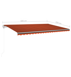 Auvent manuel rétractable avec poteaux 5x3,5 m Orange et marron