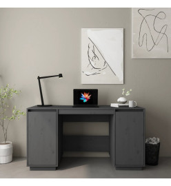 Bureau Gris 140x50x75 cm Bois massif de pin