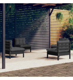 Salon de jardin 4 pcs avec coussins anthracite Bois de pin