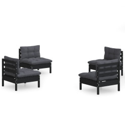 Salon de jardin 4 pcs avec coussins anthracite Bois de pin