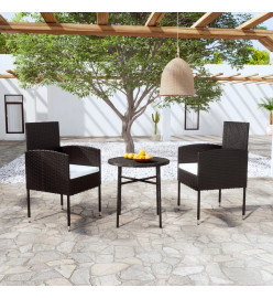 Mobilier à dîner de jardin 3 pcs Résine tressée Noir