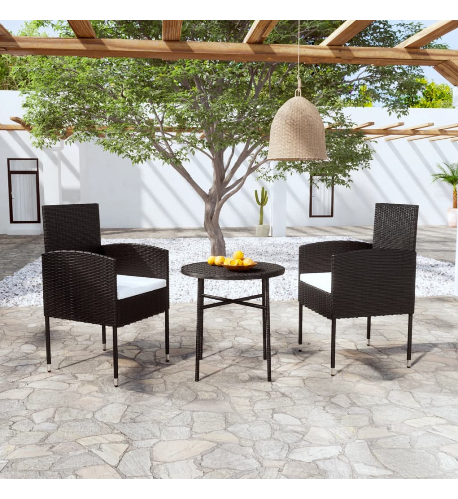 Mobilier à dîner de jardin 3 pcs Résine tressée Noir Mobilier à dîner de jardin 3 pcs Résine tressée Noir