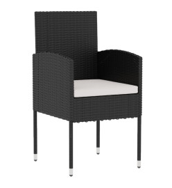 Mobilier à dîner de jardin 3 pcs Résine tressée Noir