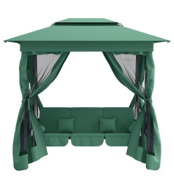 Tonnelle de jardin banc pivotant convertible vert tissu acier