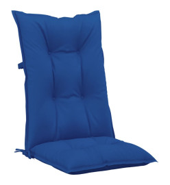 Coussins de chaise de jardin à dossier haut lot de 4 bleu royal