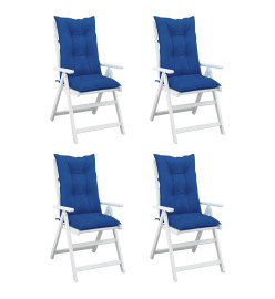 Coussins de chaise de jardin à dossier haut lot de 4 bleu royal