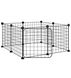 Cage animaux de compagnie à 8 panneaux et porte Noir 35x35 cm