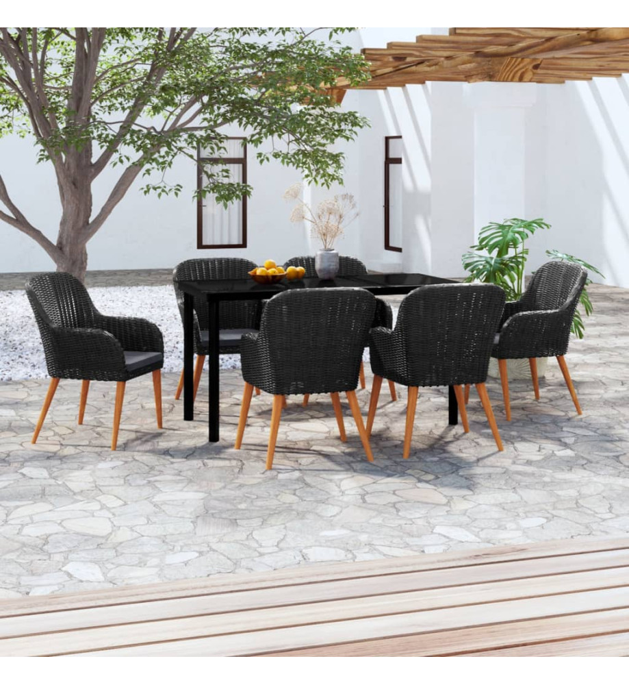 Mobilier de salle à manger de jardin avec coussins 7 pcs Noir Mobilier de salle à manger de jardin avec coussins 7 pcs Noir
