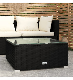 Table de basse de jardin Noir 60x60x30 cm Résine tressée verre