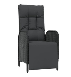 Mobilier à dîner de jardin et coussins 5pcs Noir Résine tressée