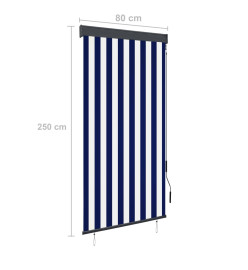 Store roulant d'extérieur 80x250 cm Bleu et blanc