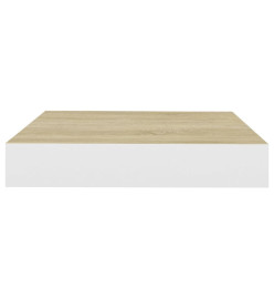 Étagère murale flottante Chêne et blanc 23x23,5x3,8 cm MDF