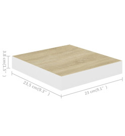 Étagère murale flottante Chêne et blanc 23x23,5x3,8 cm MDF