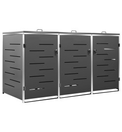 Abri pour trois poubelles 207x77,5x115 cm Inox