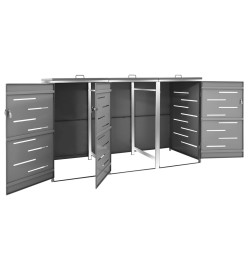 Abri pour trois poubelles 207x77,5x115 cm Inox